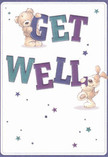 With a brightness echoing New Cross's vibrant spirit, this get well card radiates a gentle optimism, as two loveable figures-a cuddly teddy bear and a floppy-eared puppy-spring joyfully from the crisp cream background. Each character balances and hugs the oversized, joyful letters spelling 'Get Well,' their illustrated fur so plush and vivid it almost invites a comforting caress. Stars, twinkling in soft gradients of purple and teal, are sprinkled across the scene, as if scattering wishes of hope like petals on a familiar street. The bold, rounded typography leaps with energy, bathed in confident indigo and turquoise hues, bringing a sense of play and encouragement. The card's overall design radiates reassurance and care, much like the hand-delivered arrangements for which New Cross florists are known. This heartfelt card, perfect for pairing with a cheerful bouquet, offers a tactile and visual embrace-a message of genuine local kindness, ready to brighten someone's recovery journey near Fordham Park or at home.